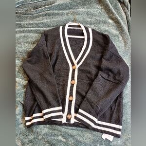 Black and White Women's Cardigan Sweater